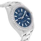 Rolex Datejust 41 116334 Stainless Steel Blue Index Dial Custom Diamond Bezel