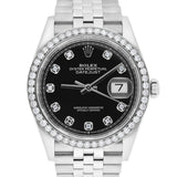 Rolex Datejust 126234 36mm Stainless Steel Black Diamond Dial Jubilee Watch