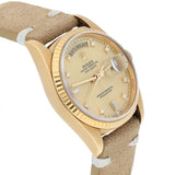 Rolex Day-Date 36 18238 18K Yellow Gold Fluted Bezel Champagne Diamond Dial