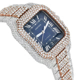 Cartier Santos de Cartier WSSA0018 Custom Diamond Iced Out Stainless Steel and Rose Gold 40mm