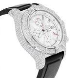 Breitling Super Avenger A13370 White Dial Stainless Steel Custom Diamond Bezel Watch