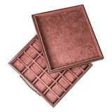 Large 24-Watch Storage Tray with Cover in Chocolate PU Leather