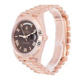 Rolex Day-Date 40 228235-0002 Chocolate Dial Fluted Bezel 18k Rose Gold