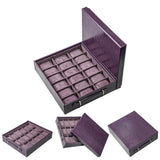 18-Slot Watch Tray Storage in Purple PU Leather