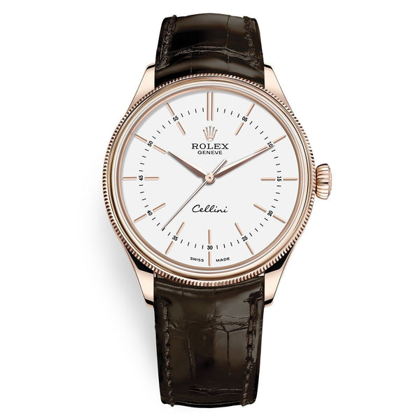Rolex Cellini Time 50505 White Dial 18kt Everose Gold 39mm Watch