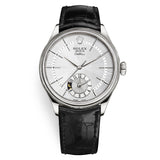 Rolex Cellini Dual Time 50529-0006 Silver Dial 18k White Gold 39mm