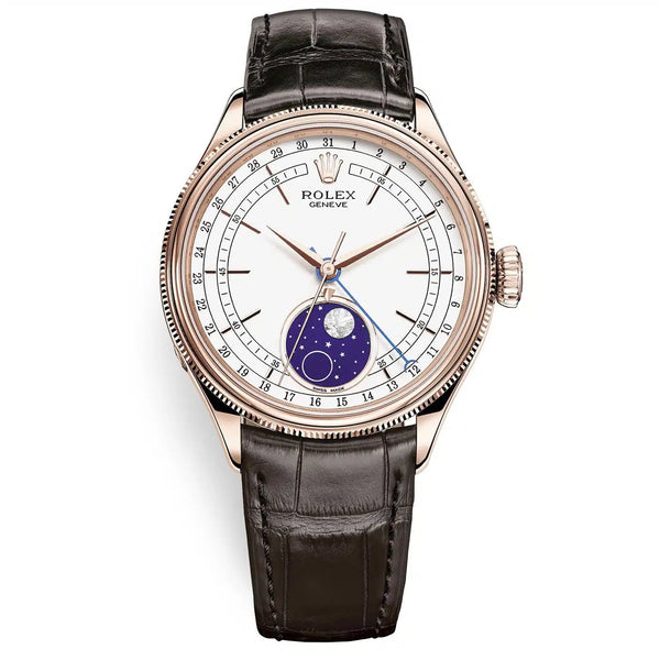 Rolex Cellini Moonphase 50535 White Dial 18kt Everose Gold 39mm Men's Watch