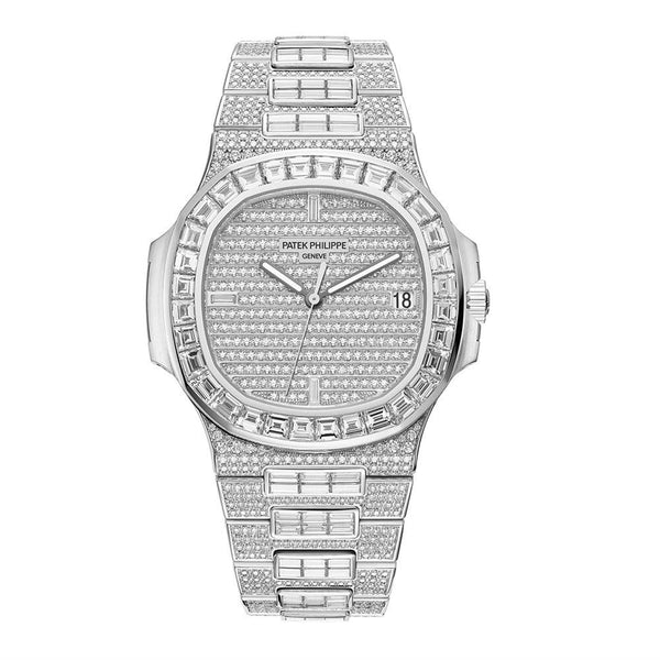 Patek Philippe Nautilus 5719-10G-010 Self-Winding 40mm 18k White Gold Full Diamond