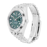 Rolex Sky-Dweller 336934 42mm Green Dial Fluted Bezel Stainless Steel Jubilee Bracelet Watch