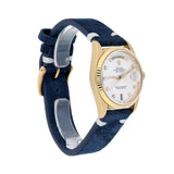 Rolex Day-Date 36 18238 18K Yellow Gold Fluted Bezel Silver Diamond Dial Watch