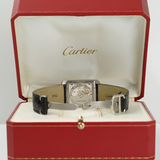 Cartier Tank MC WSTA0010 Steel Blue Dial Black Alligator Strap