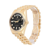 Rolex Day-Date 118238-0111 36mm 18K Yellow Gold Black Diamond Dial President Bracelet