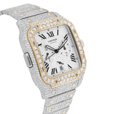 Cartier Santos De Cartier W2SA0008 Chronograph Two-Tone Custom Diamond Watch 44mm