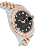 Rolex Datejust 36 Reference 116231 Black Diamond Dial Rose Gold and Stainless Steel Jubilee Watch