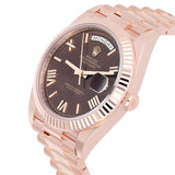 Rolex Day-Date 40 228235-0002 Chocolate Dial Fluted Bezel 18k Rose Gold