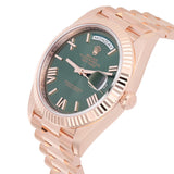 Rolex Day-Date 40 228235-0025 Rose Gold Green Dial Fluted Bezel President Bracelet