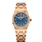 Audemars Piguet Royal Oak 67651OR.ZZ.1261OR.02 33mm Rose Gold Diamond Bezel Blue Dial