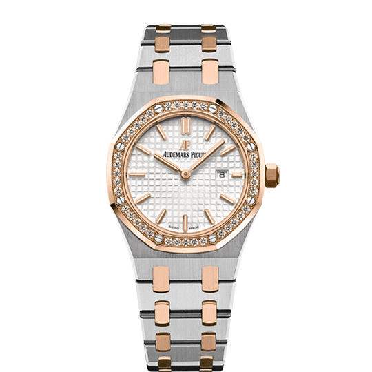 Audemars Piguet Royal Oak 67651SR.ZZ.1261SR.01 33mm Stainless Steel & Pink Gold Diamond Bezel