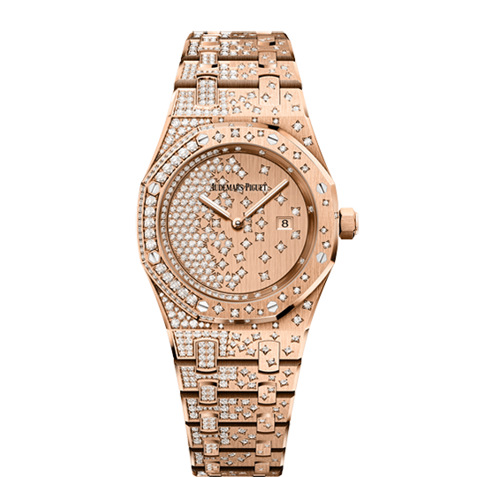 Audemars Piguet Royal Oak 67654OR.ZZ.1264OR.01 Quartz 33mm Diamond-Set Rose Gold