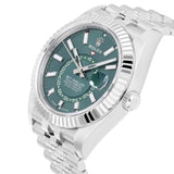 Rolex Sky-Dweller 336934 42mm Green Dial Fluted Bezel Stainless Steel Jubilee Bracelet Watch