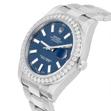 Rolex Datejust 41 116334 Stainless Steel Blue Index Dial Custom Diamond Bezel