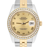 Rolex Datejust 36 116233 Two-Tone Champagne Roman Dial Diamond Bezel Jubilee Bracelet