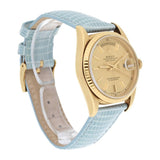 Rolex Day-Date 18238 36mm 18K Yellow Gold Fluted Bezel Champagne Dial Leather Strap