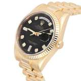 Rolex Day-Date 118238-0111 36mm 18K Yellow Gold Black Diamond Dial President Bracelet