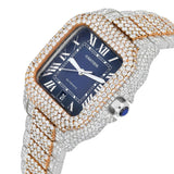 Cartier Santos de Cartier WSSA0018 Custom Diamond Iced Out Stainless Steel and Rose Gold 40mm
