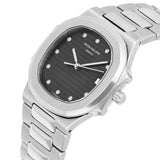 Patek Philippe Nautilus 3900/1 33mm Black Diamond Dial Stainless Steel Quartz Watch with Box and Papers