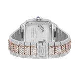 Cartier Santos de Cartier WSSA0018 Custom Diamond Iced Out Stainless Steel and Rose Gold 40mm