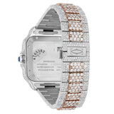Cartier Santos de Cartier WSSA0018 Custom Diamond Iced Out Stainless Steel and Rose Gold 40mm