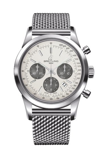 Breitling Transocean Chronograph AB0152121G1A1 43mm Stainless Steel Silver Dial