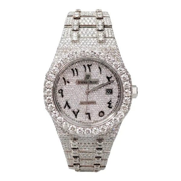 Audemars Piguet Royal Oak 15400ST Custom Iced Out Diamond Case and Dial Watch