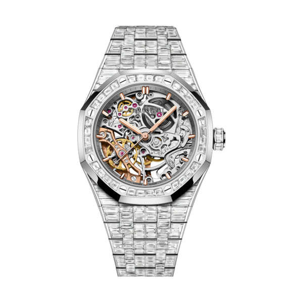 Audemars Piguet Royal Oak Skeleton 15469BC.ZZ.1260BC.01 37mm White Gold Baguette Diamond Bracelet