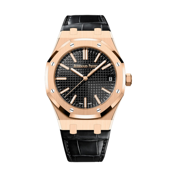 Audemars Piguet Royal Oak 15510OR.OO.D002CR.02 41mm Pink Gold Black Dial Alligator Strap