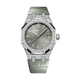 Audemars Piguet Royal Oak 15551BC.ZZ.D405CR.01 37mm White Gold Green Dial Alligator Strap