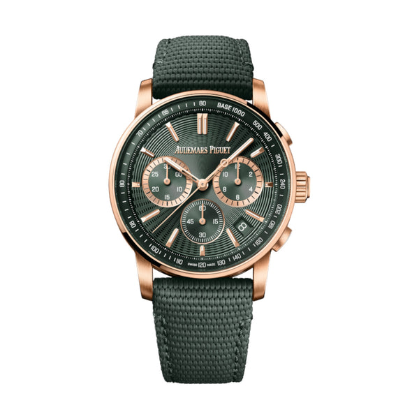 Audemars Piguet Code 11.59 Flyback Chronograph 26393OR.OO.A056KB.01 Green Dial 41mm Pink Gold Watch