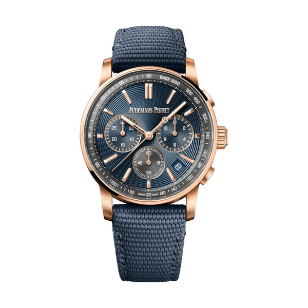 Audemars Piguet Code 11.59 Flyback Chronograph 26393OR.OO.A348KB.01 – 41mm Pink Gold, Blue Dial