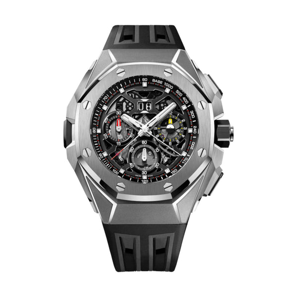 Audemars Piguet Royal Oak Concept 26650TI.OO.D013CA.01 Skeleton Dial 43mm Titanium Black and Grey Rubber Strap