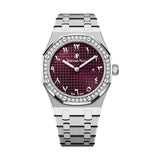 Audemars Piguet Royal Oak 67651BC.ZZ.1261BC.01 Burgundy Dial 18-Carat White Gold Bracelet 33mm