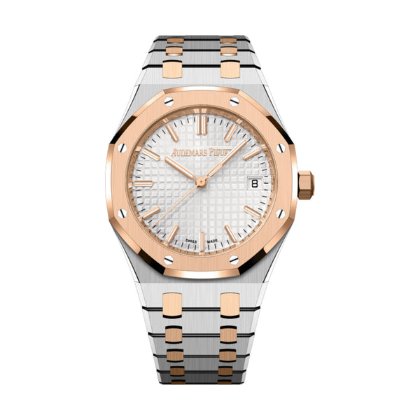 Audemars Piguet Royal Oak 77450SR.OO.1361SR.02 Silver-Toned Dial 34mm Steel and Pink Gold
