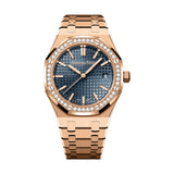 Audemars Piguet Royal Oak 77451OR.ZZ.1361OR.04 34mm Pink Gold Diamond Bezel Blue Dial