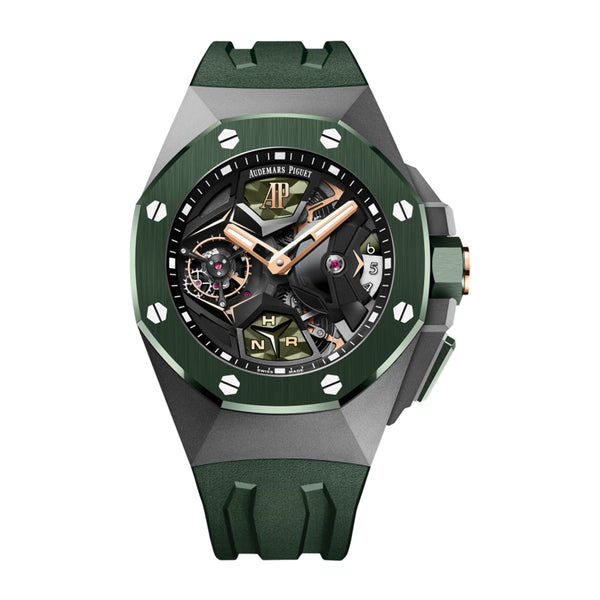 Audemars Piguet Royal Oak 26589IO.OO.D056CA.01 Skeleton Dial 44mm Green Rubber Strap