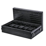 12-Piece Black PU Leather Watch Box and Display Tray