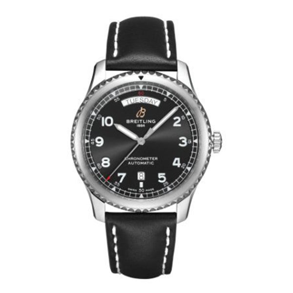 Breitling Aviator 8 A45330101B1X2 43mm Polished Steel Black Dial