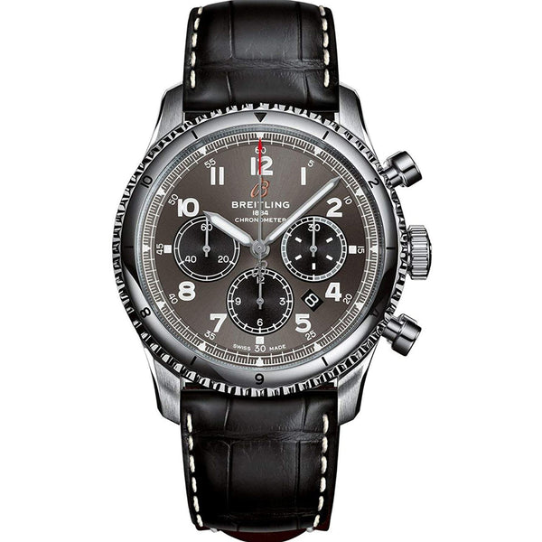 Breitling Aviator 8 AB0119131B1P2 43mm Grey Dial Leather Strap