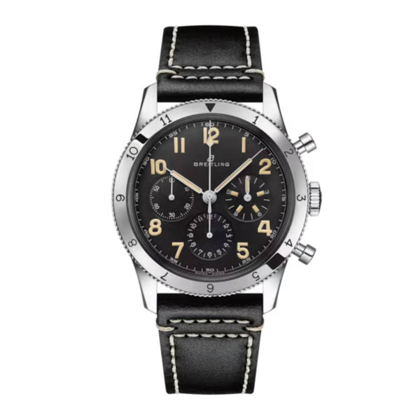 Breitling Classic AVI Re-Edition AB0920131B1X1 41mm Black Dial Stainless Steel Calfskin Strap