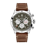 Breitling Classic AVI Super AVI B04 Chronograph GMT AB04452A1L1X1 46mm Green Dial Stainless Steel Brown Calfskin Strap