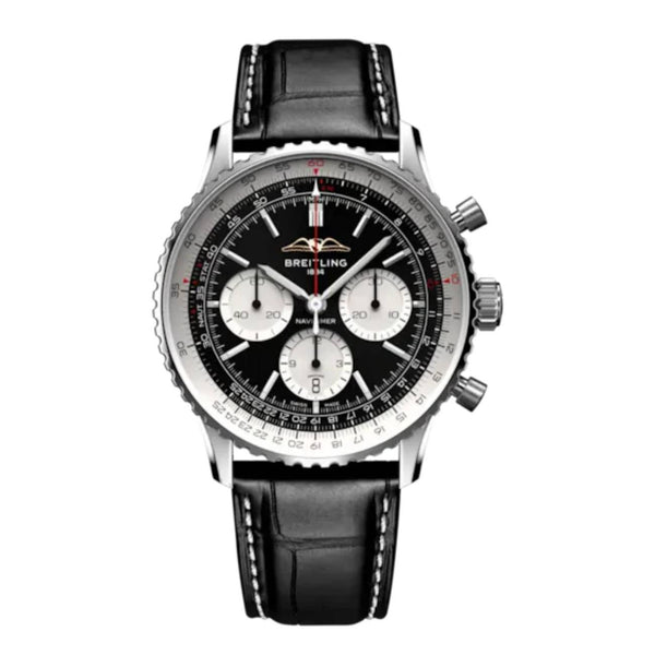 Breitling Navitimer B01 Chronograph AB0138211B1P1 43mm Black Dial Stainless Steel with Black Alligator Leather Strap